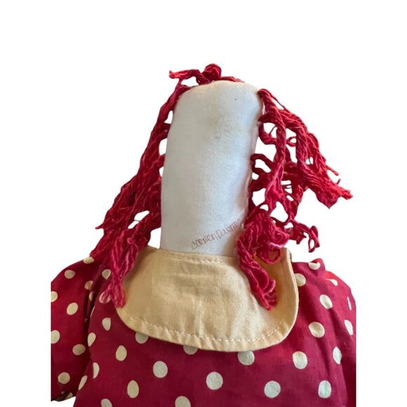Handmade SIGNED Raggedy Ann Folk Art Cloth Doll — Primitive Americana Decor 21” - Picture 9 of 11